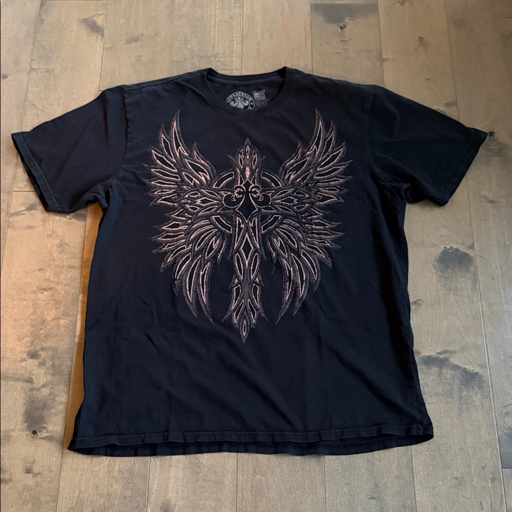 Y2K Affliction Absolution Black Graphic Shirt 3XL